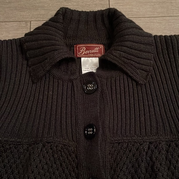 BERRETTI Black Wool Blend Cardigan. Made in Italy - Picture 3 of 8
